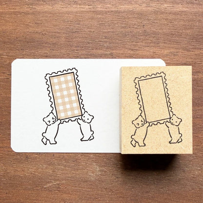 STAMP MARCHE Labetomo Rubber Stamp - Postage Stamp and Bear
