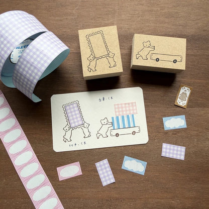 STAMP MARCHE Labetomo Rubber Stamp - Postage Stamp and Bear