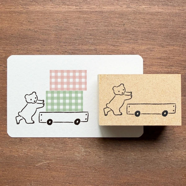 STAMP MARCHE Labetomo Rubber Stamp - Cart and Bear