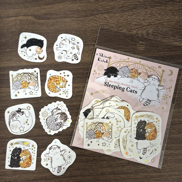 SEAL-DO PRINTING Kirapika Foil Flake Stickers - Sleeping Cats - Wholesale Pack