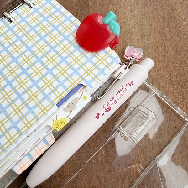 STAMP MARCHE Mitsubishi Pencil uni-ball One P Ribbon & Patchwork Ballpoint Pen with Acrylic Charm