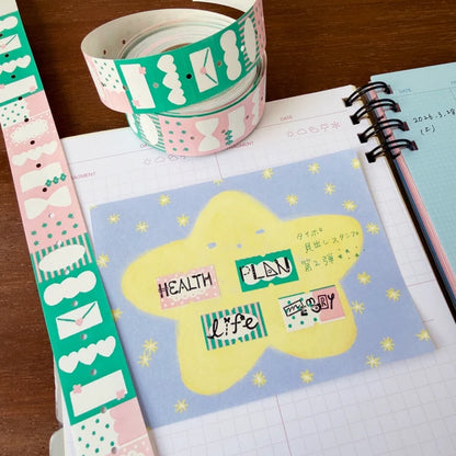 STAMP MARCHE Labeler Sticker POP Mix 01 - Green x Pink