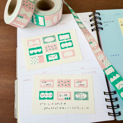 STAMP MARCHE Labeler Sticker POP Mix 01 - Green x Pink