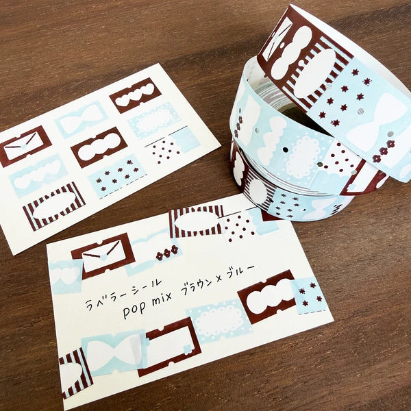 STAMP MARCHE Labeler Sticker POP Mix 02 - Brown x Blue