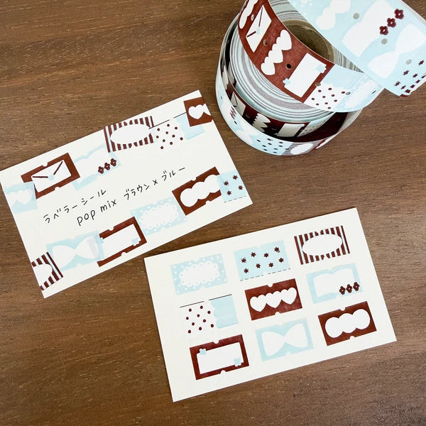 STAMP MARCHE Labeler Sticker POP Mix 02 - Brown x Blue