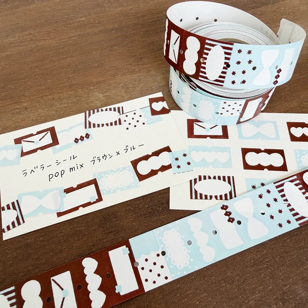 STAMP MARCHE Labeler Sticker POP Mix 02 - Brown x Blue