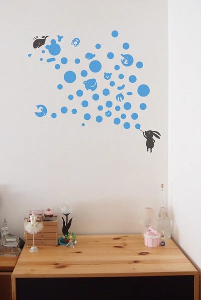 SEAL-DO PRINTING Wall Art Sticker - Bubble M Blue and Gray