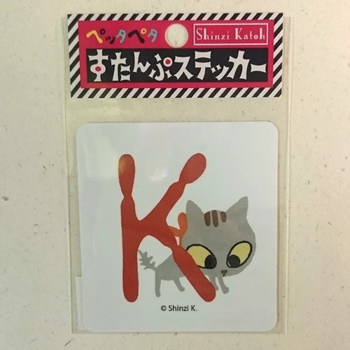 SEAL-DO PRINTING Uneven Cats Stamp Initial Sticker - K