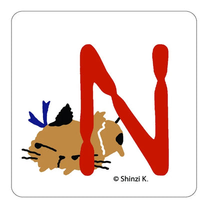 SEAL-DO PRINTING Uneven Cats Stamp Initial Sticker - N