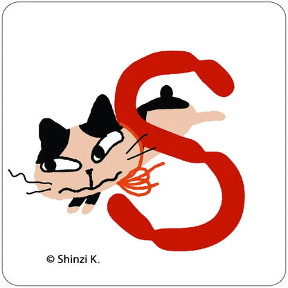 SEAL-DO PRINTING Uneven Cats Stamp Initial Sticker - S