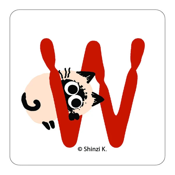 SEAL-DO PRINTING Uneven Cats Stamp Initial Sticker - W