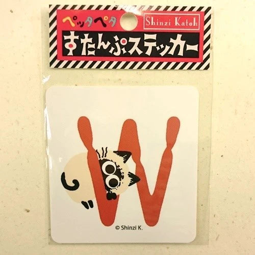 SEAL-DO PRINTING Uneven Cats Stamp Initial Sticker - W
