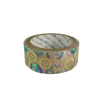 SEAL-DO PRINTING Clockwork Tracing Paper Decoration Tape - Gear and Cat