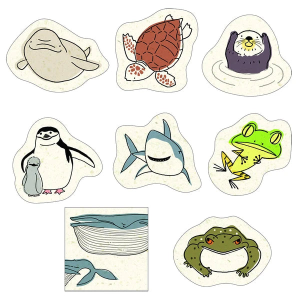SEAL-DO PRINTING Banana Paper Flake Stickers - Endangered Water Species