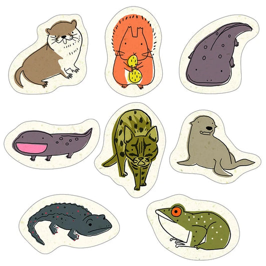 SEAL-DO PRINTING Banana Paper Flake Stickers - Endangered Species of Japan