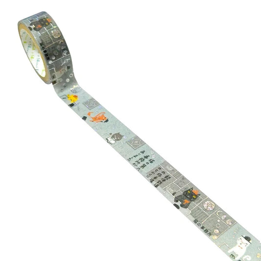 SEAL-DO PRINTING Miyazawa Kenji Gento-kan Kirapika Foil Masking Tape - Cat Office 2