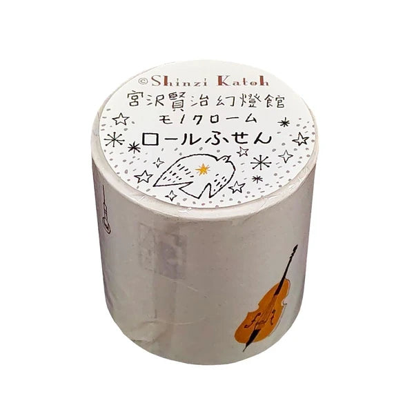 SEAL-DO PRINTING Miyazawa Kenji Gento-kan Roll Sticky Notes - Monochrome Gauche the Cellist